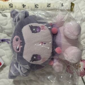Kuromi pink and lilac import plush keychain from Japan cute ribbons